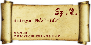Szinger Márió névjegykártya